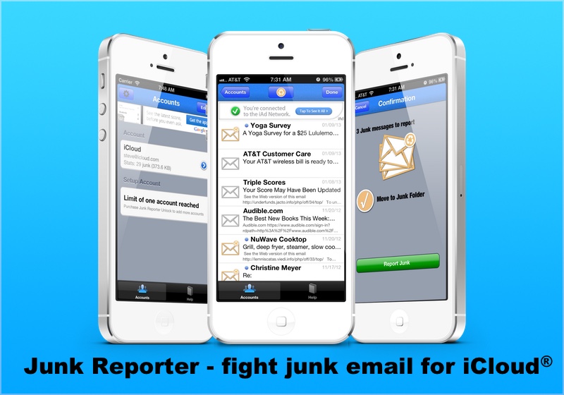 Junk Reporter application's screenshots for iPhone - fight junk email on your iCloud Account